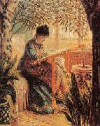 Claude Monet Camille Monet Embroidering oil painting artist